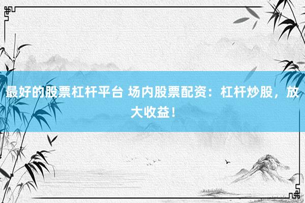 最好的股票杠杆平台 场内股票配资：杠杆炒股，放大收益！