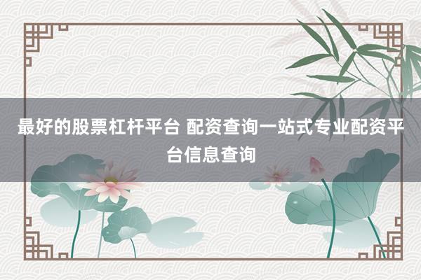 最好的股票杠杆平台 配资查询一站式专业配资平台信息查询