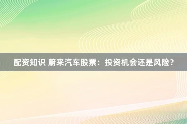 配资知识 蔚来汽车股票：投资机会还是风险？