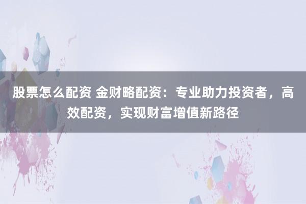 股票怎么配资 金财略配资：专业助力投资者，高效配资，实现财富增值新路径